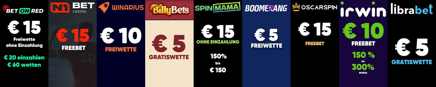 bet on red € 15 Freiwette