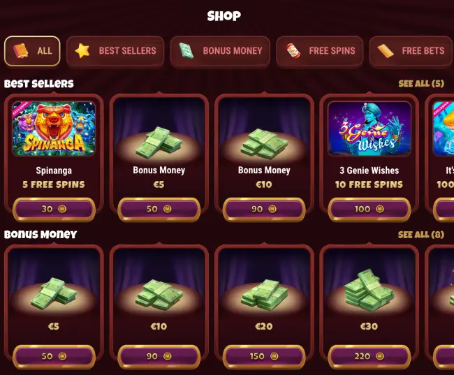 Magius Casino Bonus Shop