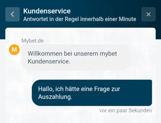 Mybet bietet den perfekten Live Chat für seine Kunden an.