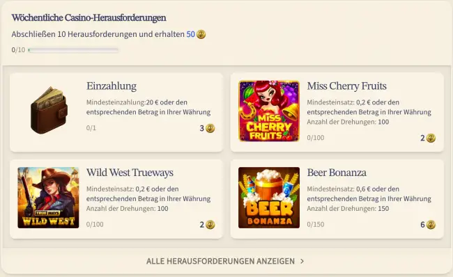 VIPLuck Casino Herausforderungen