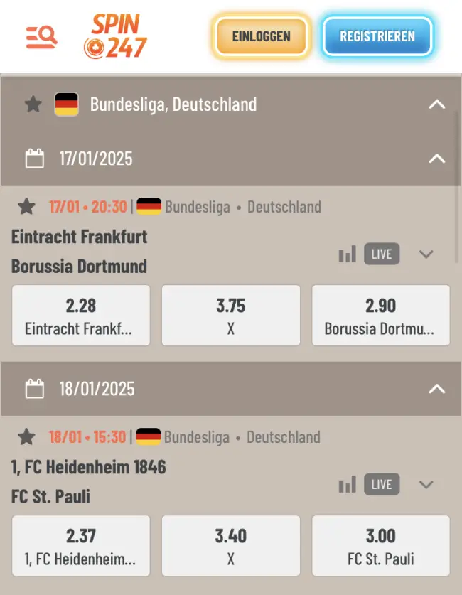 Spin247 Sportwetten