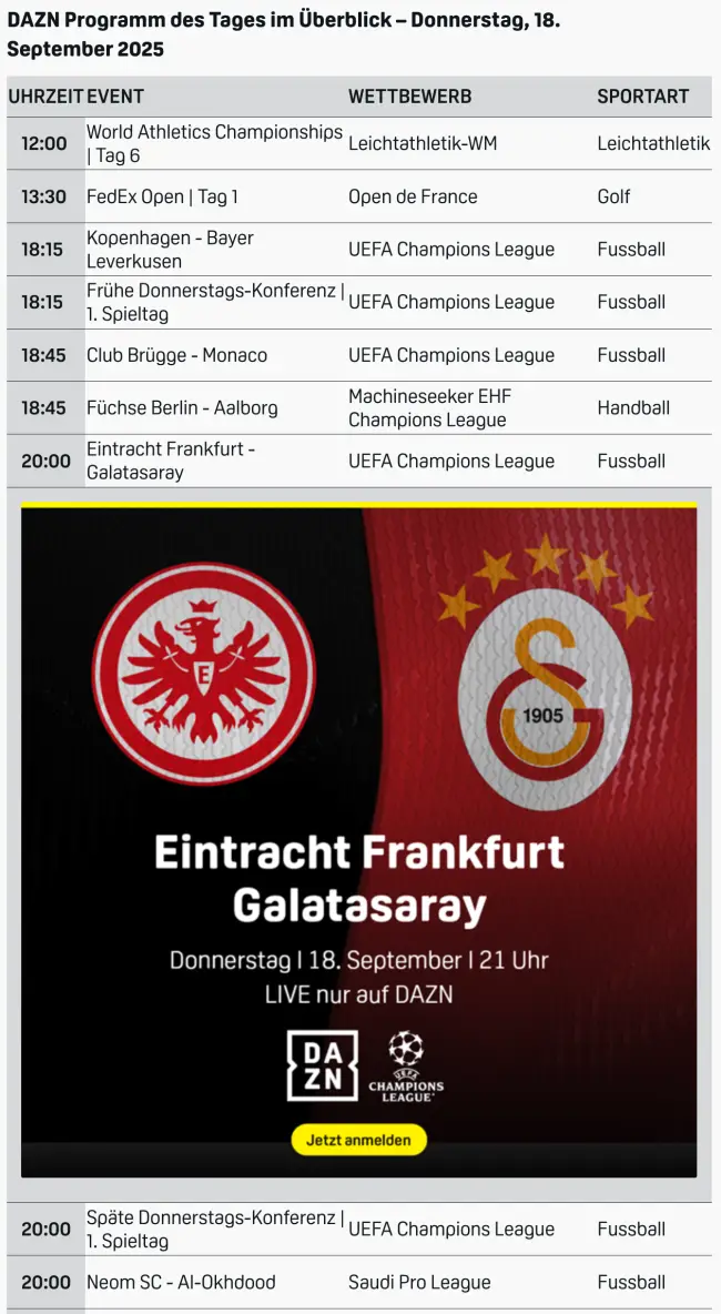 Dazn Programm Live 1