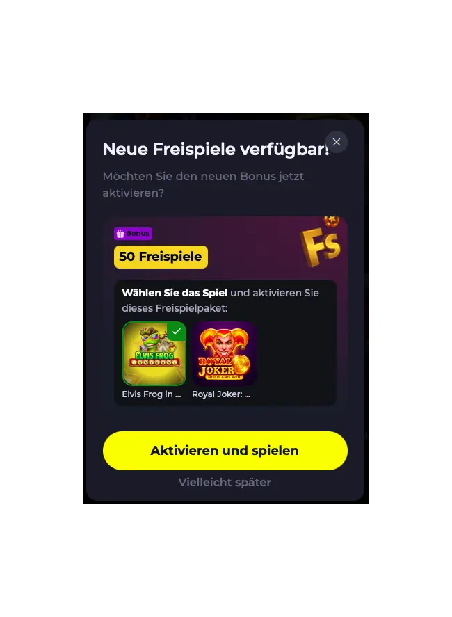 Slot Auswahl für Freispiele