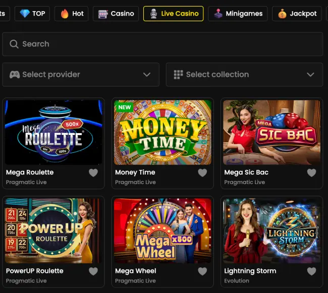 Blitzbet Casino Live Casino