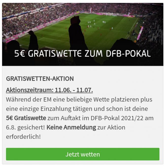 Tipico € 5 Gratiswette zum DFB-Pokal während der EM