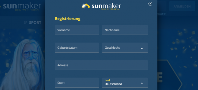 Sunmaker Anmeldung