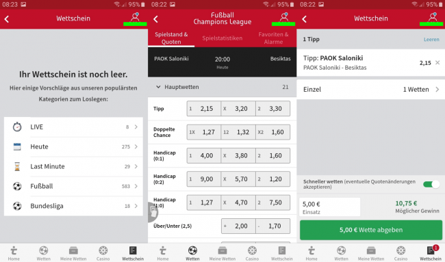 Mit der Tipico App Sportwetten platzieren