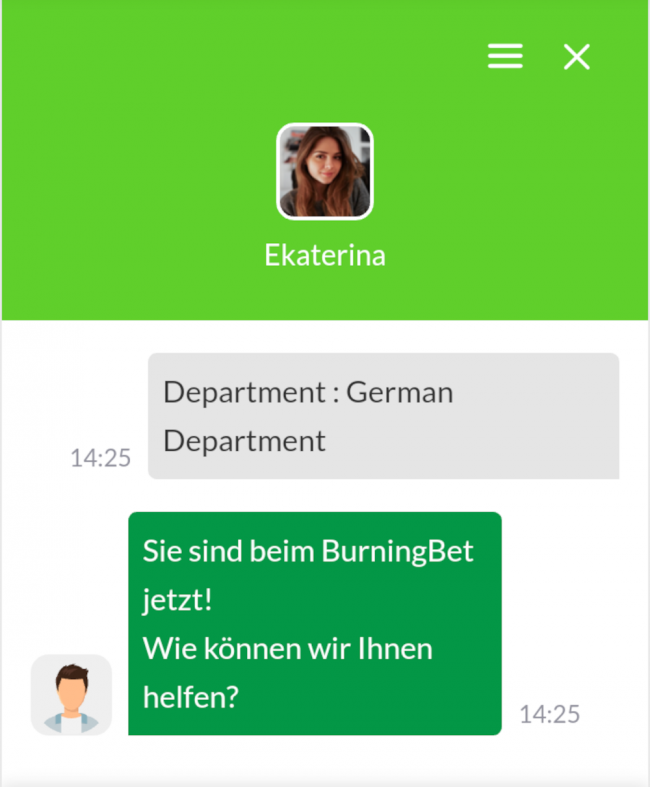 Der Livechat steht dir in deutscher Sprache zur Verfügung.