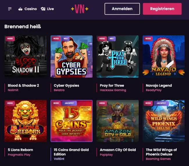 Vegasnow Casino Spiele