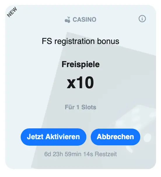 10 Freispiele ohne Einzahlung Aktivierung