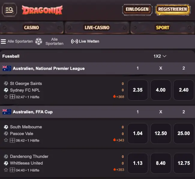 Dragonia Sportwetten Test