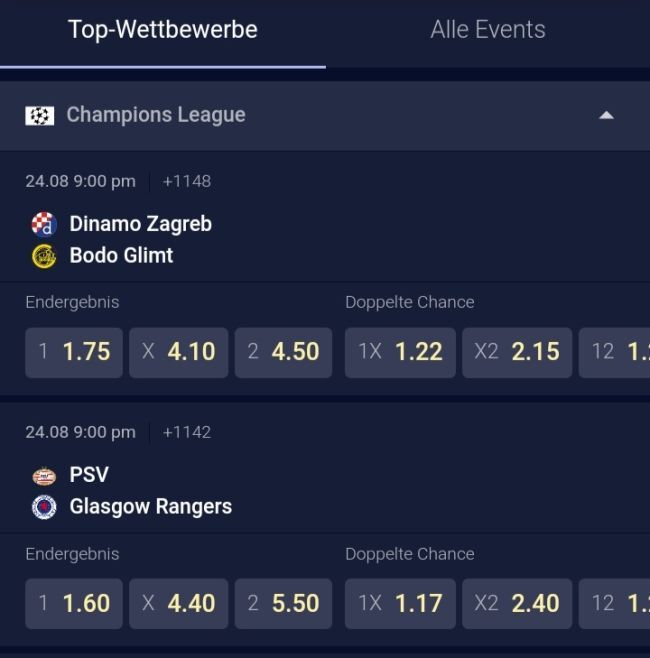 Ninecasino Wettangebot