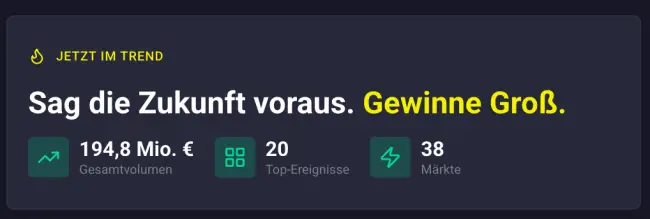 Tenobet Sport hat eine gesonderte Kategorie für Prediction Markets, also Vorhersagen von Events außerhalb des Sports.