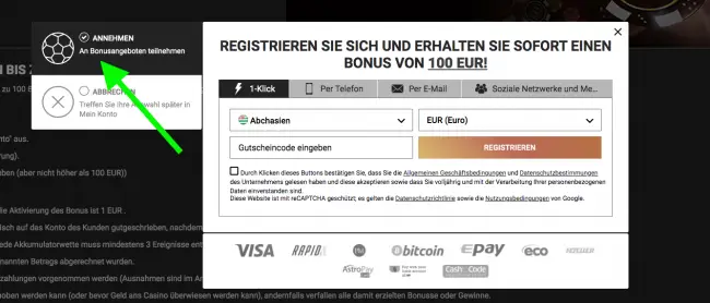 DoubleBet Bonus Anmeldung