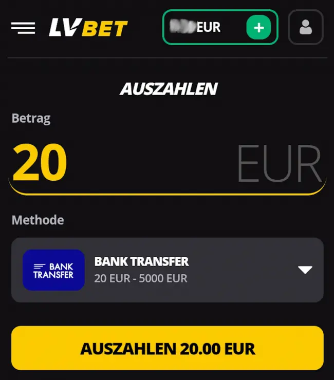 LV BET Auszahlung