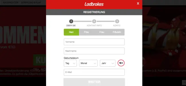 Ladbrokes Registrierung