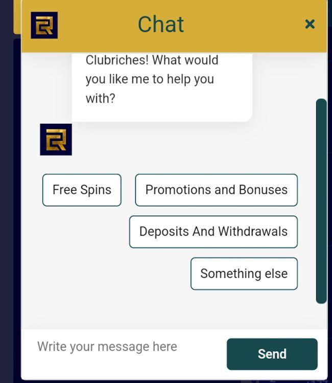 Club Riches Support Livechat