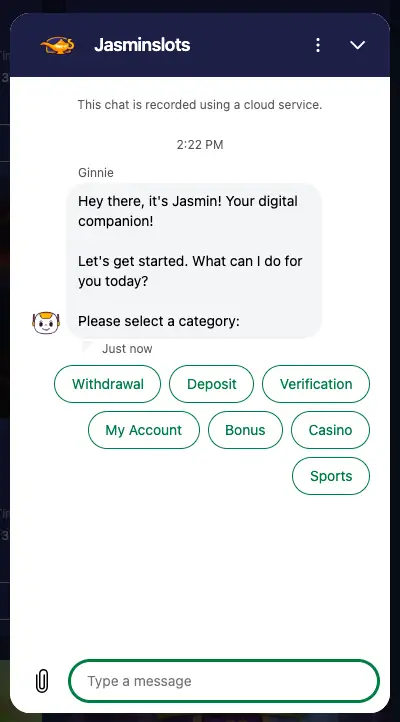 Jasminslots Casino Live Chat