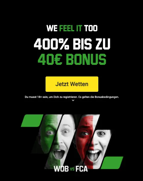 Unibetbonus 400% bis € 40