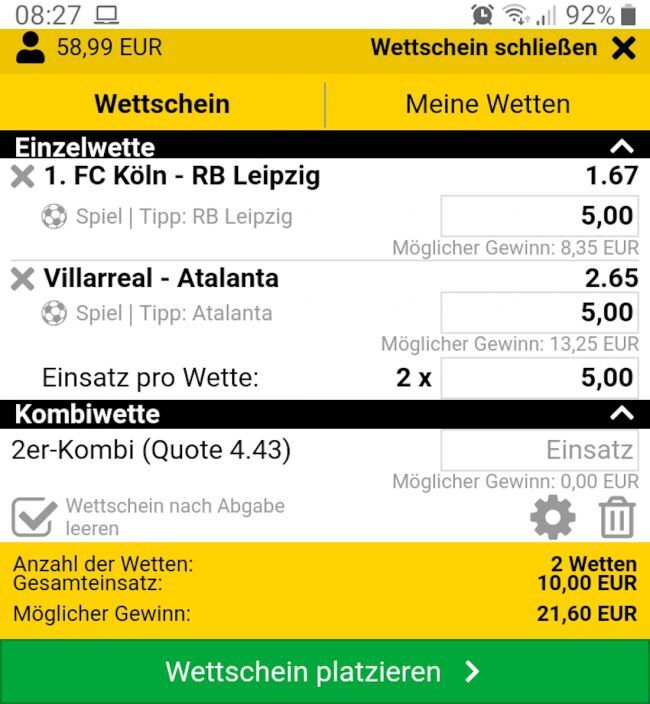 Interwetten Wettschein