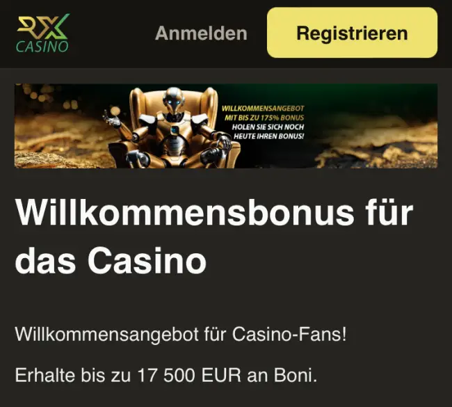 RX Casino Bonus