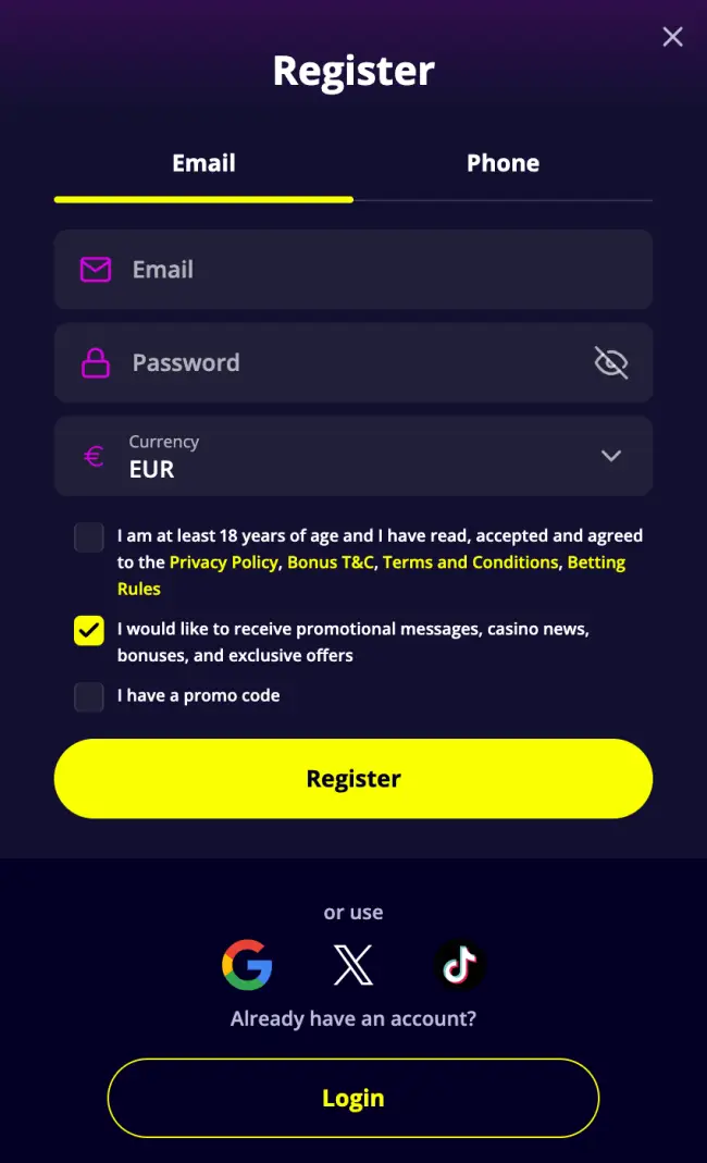 Slotoro Sport Registration