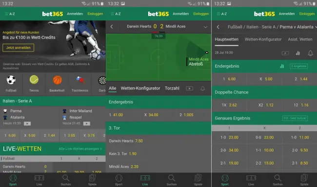 bet365 App und mobile Version