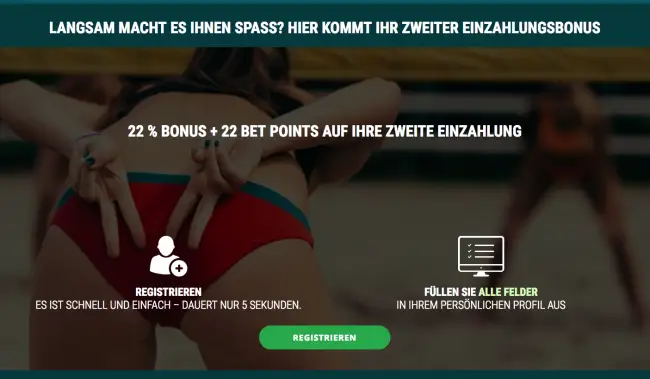 22bet Bonus auf die zweite Einzahlung