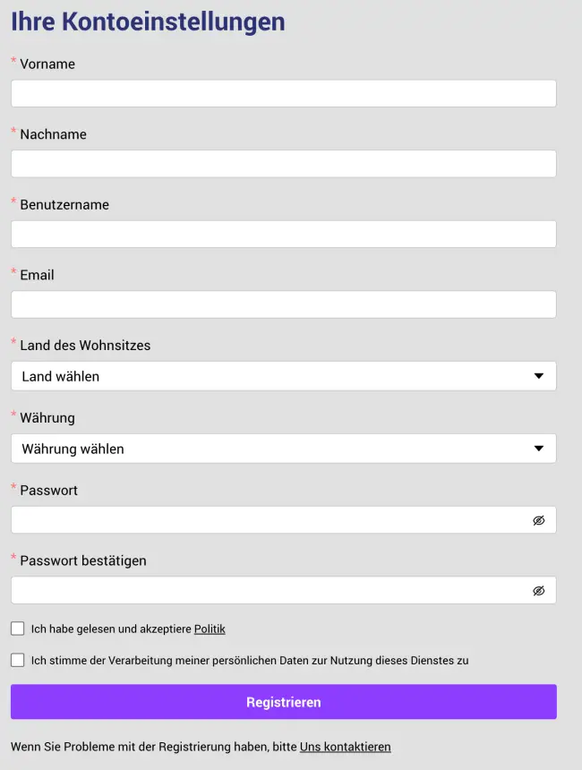 TornadoBet Registrierung
