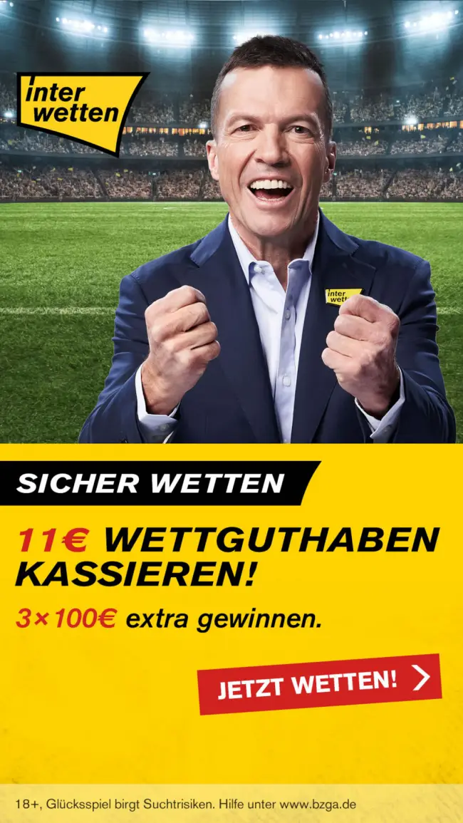 Interwetten schenkt dir € 11 zusätzliches Wettguthaben.