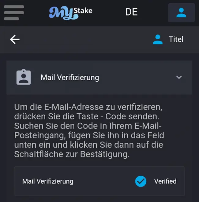 Mystake Verifizierung für den Gutscheinerhalt