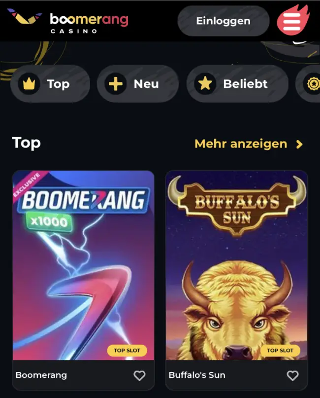 Casino, Angebot Boomerang