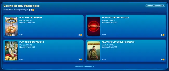 Spinfin Casino Challenges