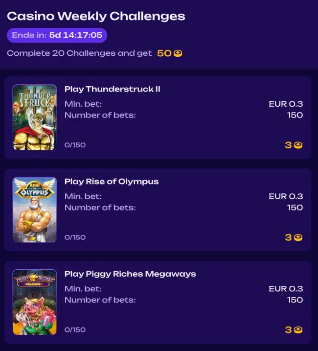 x3bet Casino Challenges