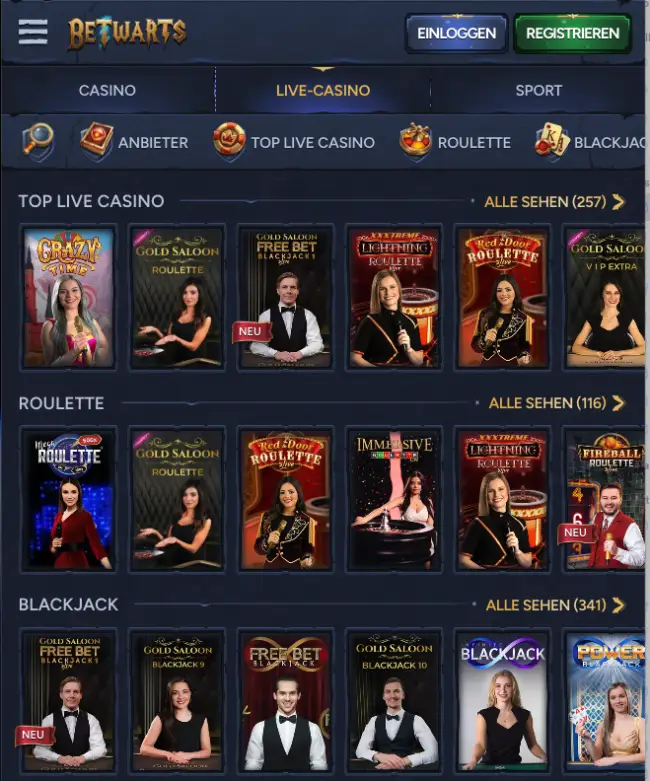 Betwarts Casino Test