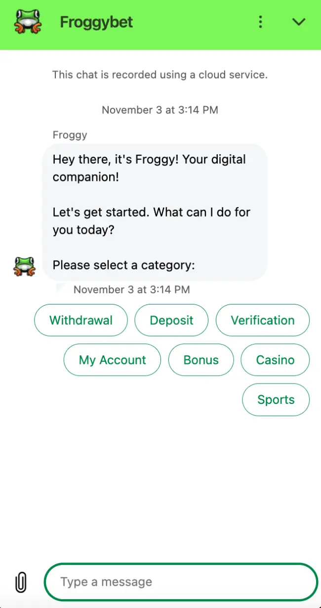 Froggybet Casino Support