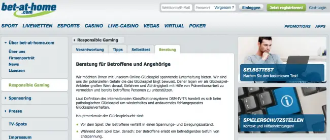 bet-at-home verantwortungsvolles Wetten