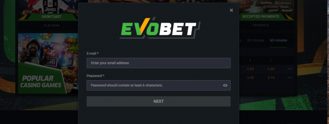 Evobet Registration