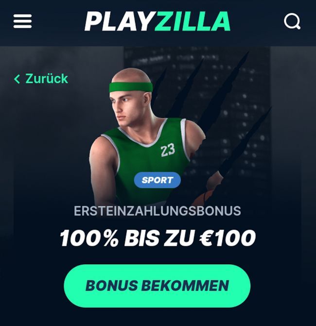 PlayZilla 100% bis zu € 100 Neukundenbonus