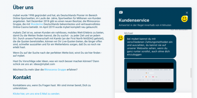 Der Kundenservice von mybet.