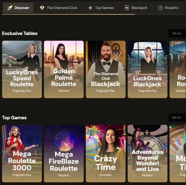 Luckyones Casino Live Casino