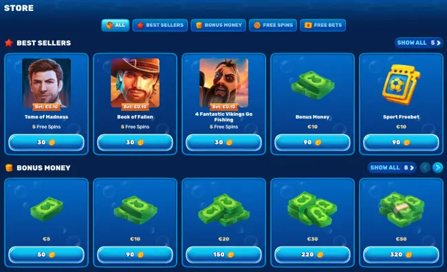 Spinfin Casino Bonus Store