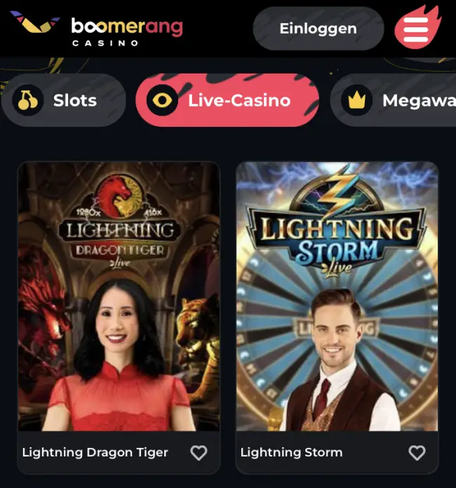 Live-Casino, Boomerang Casino