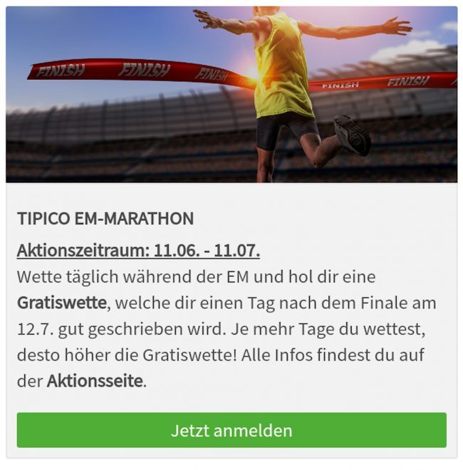 Tipico EM-Marathon Gratiswetten erhalten