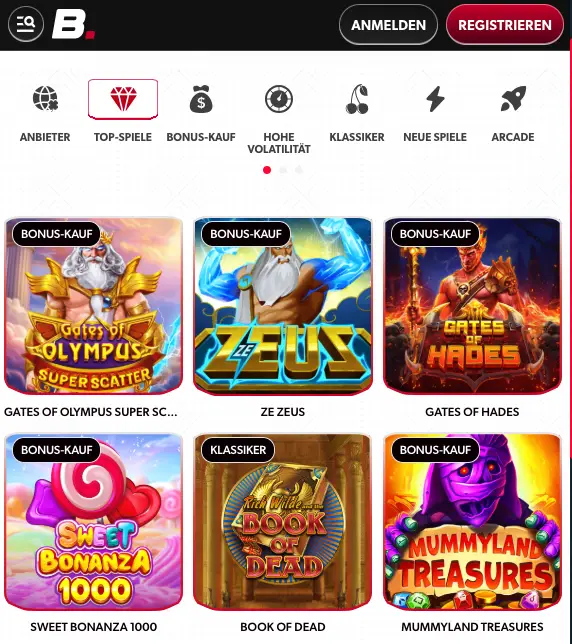 Entdeckt das Spieleangebot bei Betista Casino.