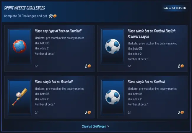 VegasHero Sport Challenges