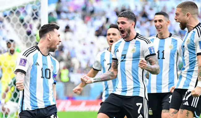 Lionel Messi, Rodrigo De Paul, Angel di Maria und Alejandro Gomez Argentinien