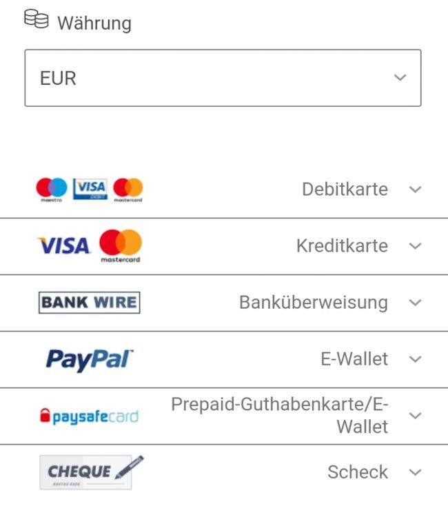 Die Auszahlungsmöglichkeiten bei bet365 für User aus Deutschland.
