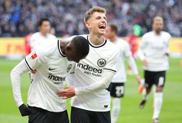 Randal Kolo Muani and Jesper Lindstroem Eintracht Frankfurt