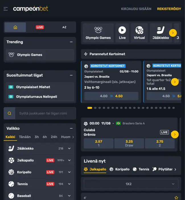 Rekisteröityä Campeonbet